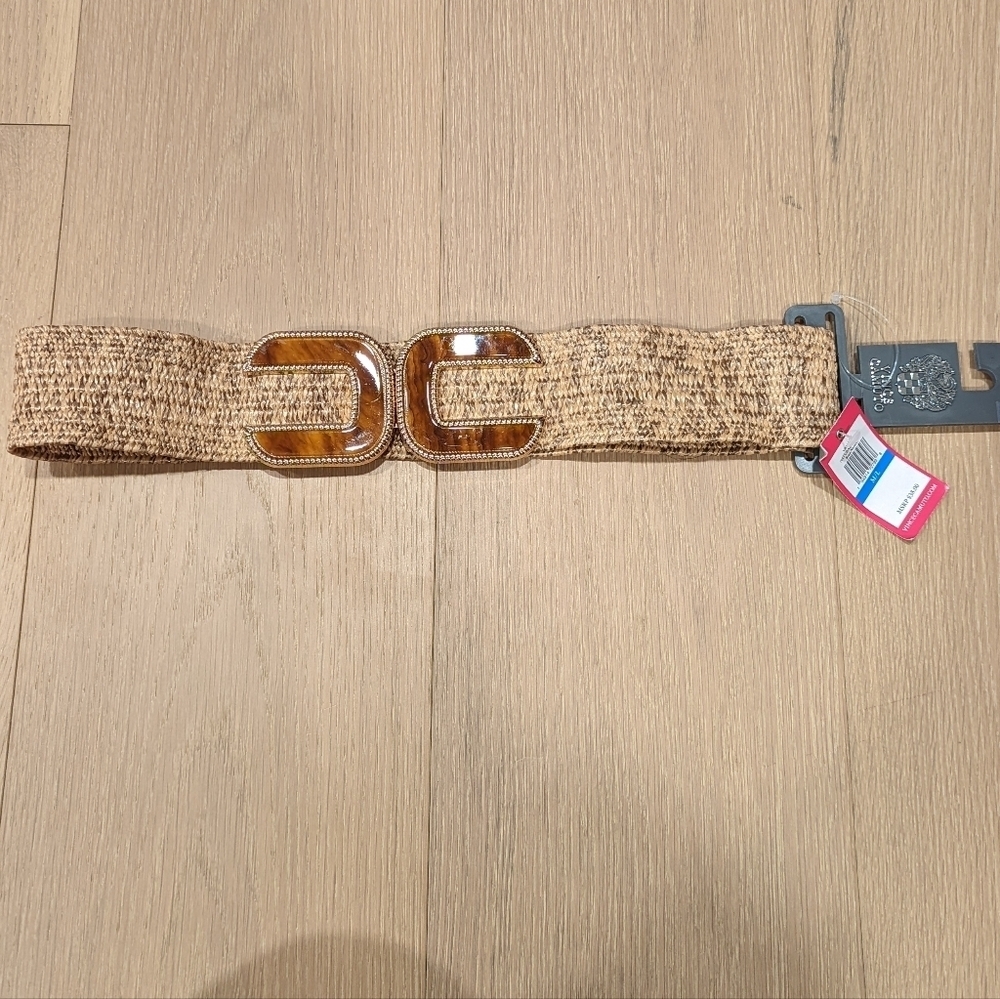 Vince Camuto Natural Brown Woven Belt with Buckle